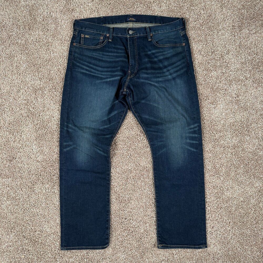 Polo Ralph Lauren Jeans Mens 38x30 The Varick Slim Straight Blue Denim Stretch